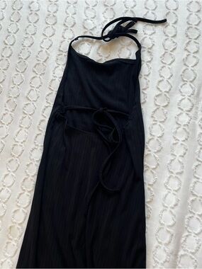 Zara Black Halter Tie-Back Women's Midi Dress